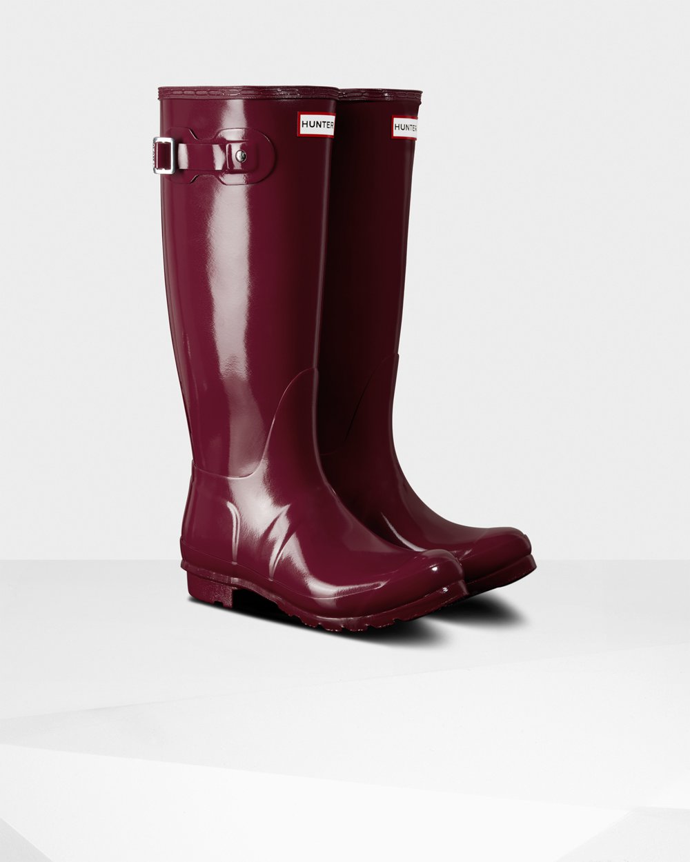 Womens Hunter Tall Rain Boots Claret/Red - Original Gloss - 4678250-IP